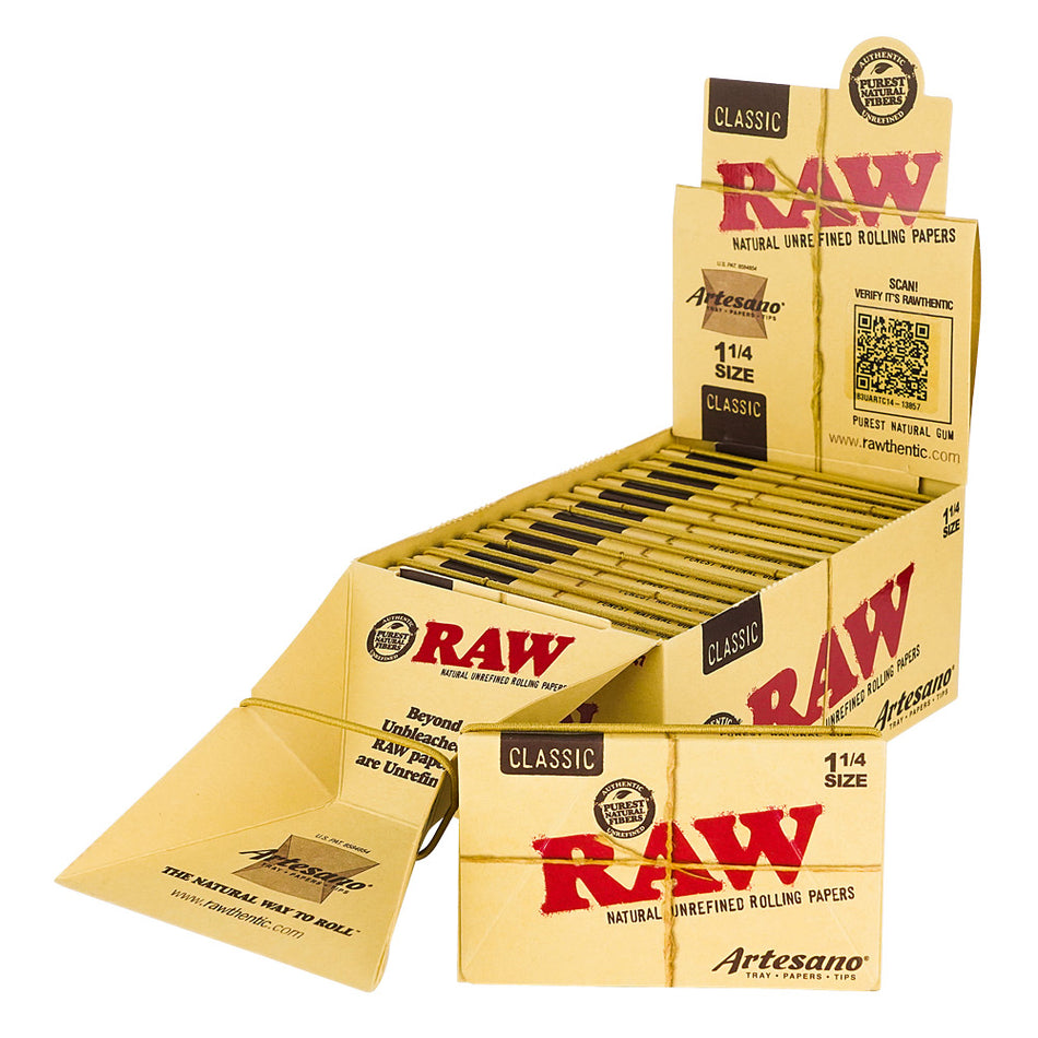 (PAPER) RAW PAPER CLASSIC ARTESANO - 1 1/4 SIZE + TIPS + TRAY 15CT