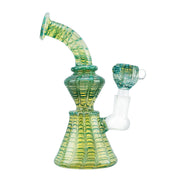 (RIG) 8" FEATHER DESIGN WATER PIPE - GREEN