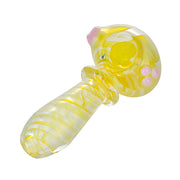 (HAND PIPE) 3.5" SILVER FUMED COLOR CHANGE - PINK DOTS
