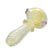 (HAND PIPE) 3.5" SILVER FUMED COLOR CHANGE - PURPLE DOTS