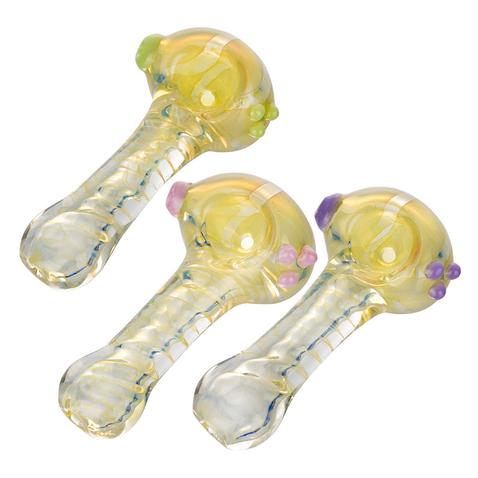 (HAND PIPE) 3.5" TORNADO COLOR CHANGE - PINK DOTS