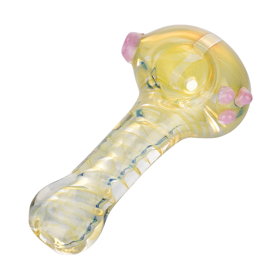 (HAND PIPE) 3.5" TORNADO COLOR CHANGE - PINK DOTS