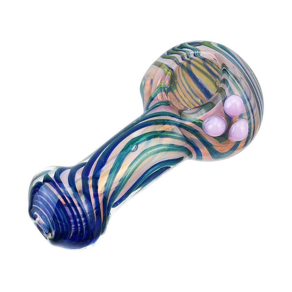 (HAND PIPE) 4" COLOR CHANGE METAL SWIRL - PINK