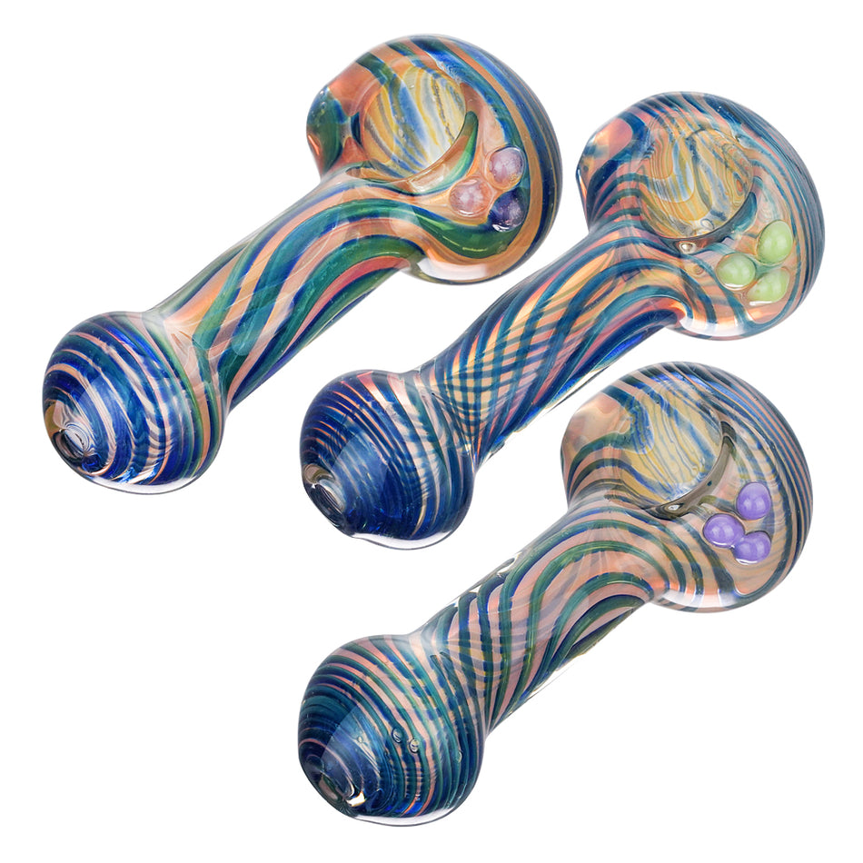 (HAND PIPE) 4" COLOR CHANGE METAL SWIRL - PINK