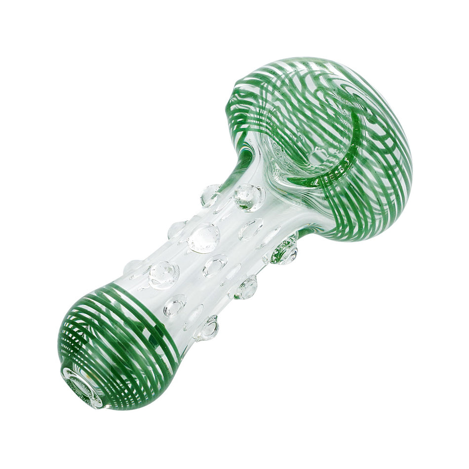 (HAND PIPE) 4" COLOR STRIPE WITH BALL GRIP SPOON PIPE - GREEN