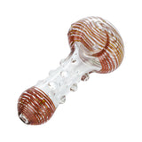 (HAND PIPE) 4" COLOR STRIPE WITH BALL GRIP SPOON PIPE - RED