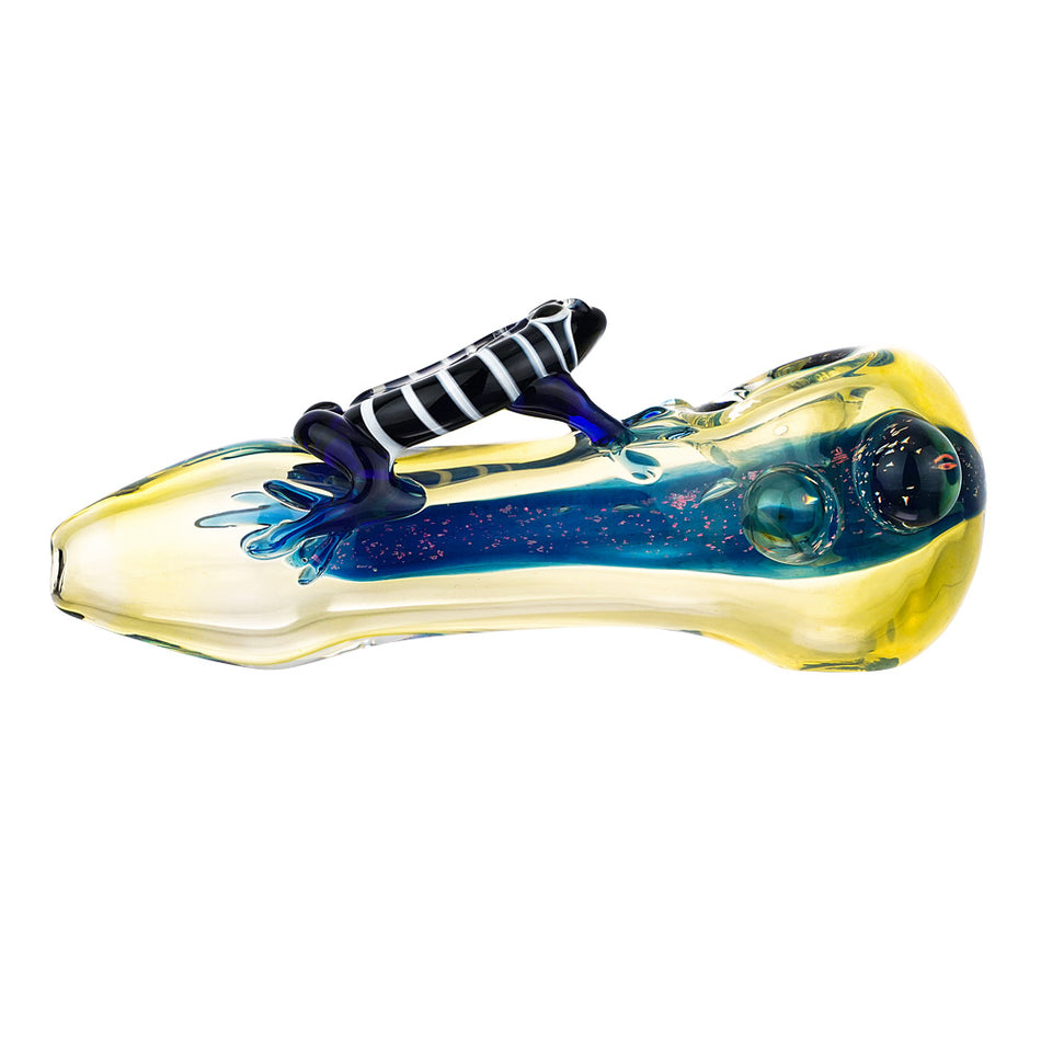 (HAND PIPE) 4.5" FROG ON HANDLE - BLUE