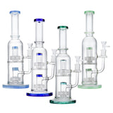 (WATER PIPE) 12" DOUBLE UFO PERC WATER PIPE - BLUE