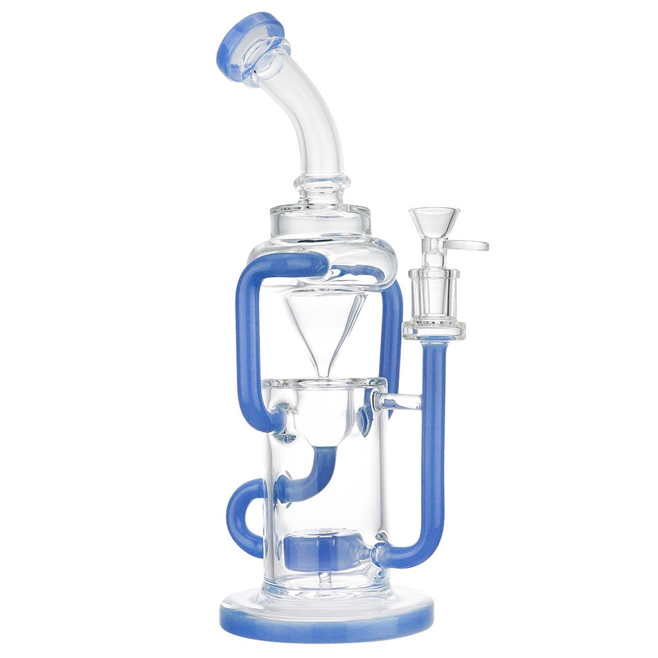 (WATER PIPE) 14 INCH WATERFALL RECYCLER - MILKY BLUE