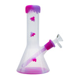 (SILICONE) STRATUS 8" CLEAR BEE WAPTER PIPE - GLOW PINK PURPLE