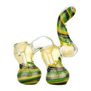 (BUBBLER) DOUBLE CHAMBER COLOR SWIRL - GREEN/YELLOW