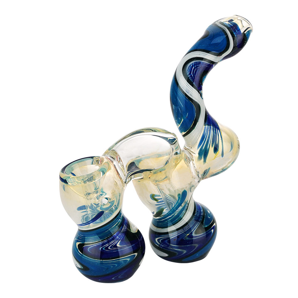 (BUBBLER) DOUBLE CHAMBER COLOR SWIRL - TEAL/WHITE/BLACK