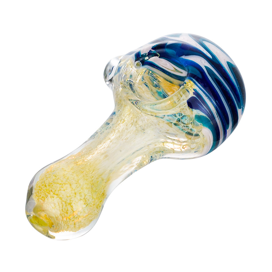 (HAND PIPE) 3.75" WIDE COLOR BRUSHED BOWL - BLUE WHITE