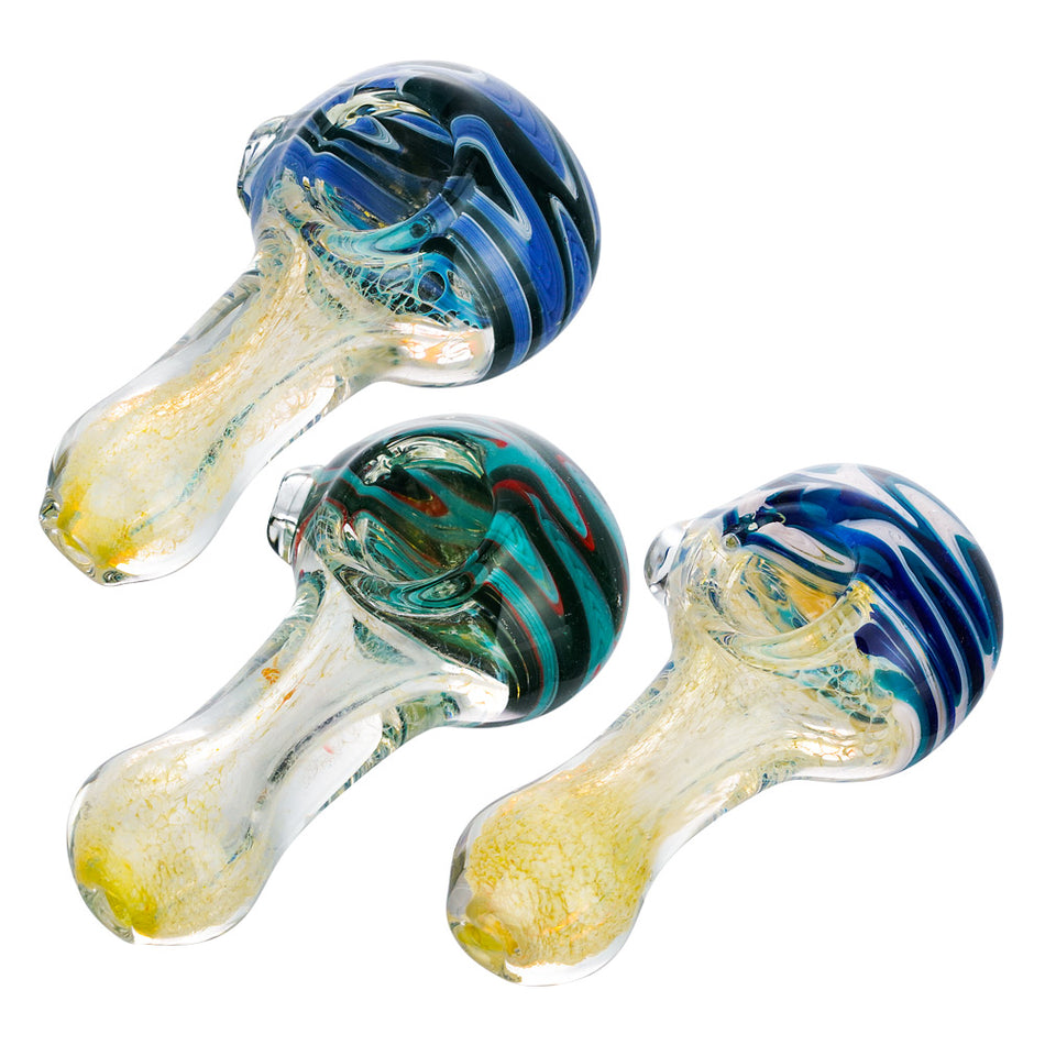 (HAND PIPE) 3.75" WIDE COLOR BRUSHED BOWL - BLUE WHITE