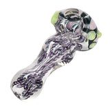(HAND PIPE) 3.25" PINK FLOWER HEAD SPOON PIPE - PINK/LIME
