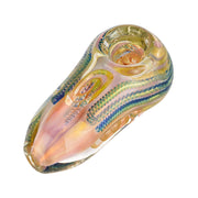 (HAND PIPE ) 3" INSIDE OUT COLOR CHANGE HEAVY EGG SPOON PIPE - GOLD