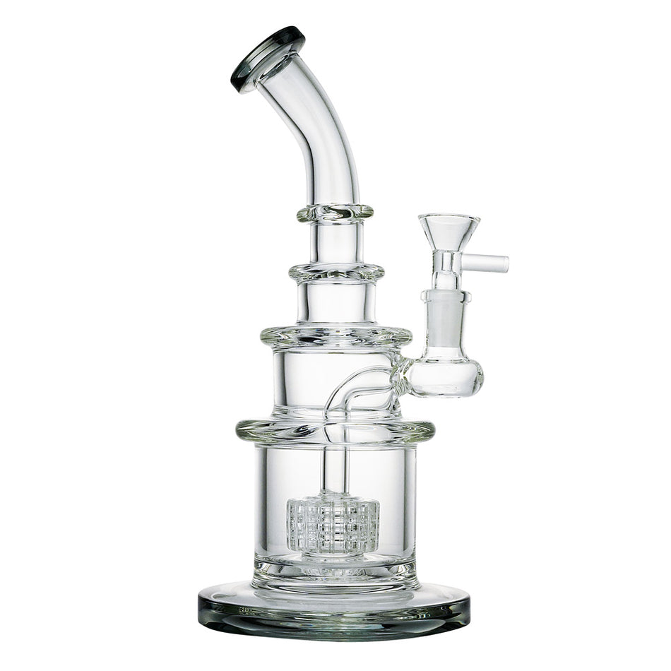 (WATER PIPE) 9.5" CAKE STYLE WITH BUILT IN PERC - GREY