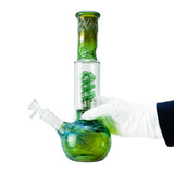 (WATER PIPE) 12" COIL PERC WATER PIPE - GREEN
