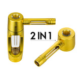 (BUBBLER) 5" NEVERXHALE CNC HAND PIPE 2IN1 BUBBLER + HAND PIPE - GOLD